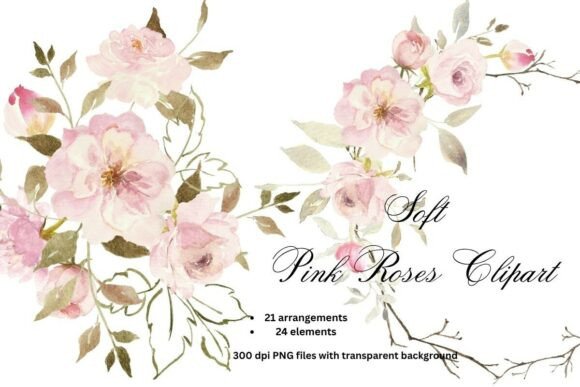 Download Soft Pink Roses Watercolor Clipart PNG - Pink Collection