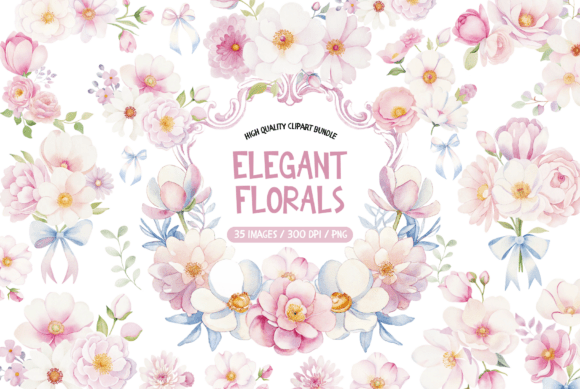 Download Watercolor Elegant Pink Flowers Clipart - Pink Collection