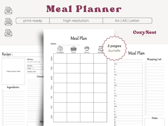 Download Meal Planner Template Recipe Card PDF - Card Collection