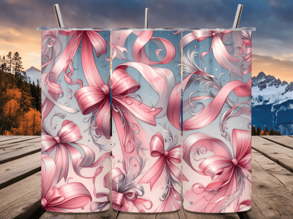 Download Pink Ribbon Bow Pattern Tumbler Wrap - Pink Collection