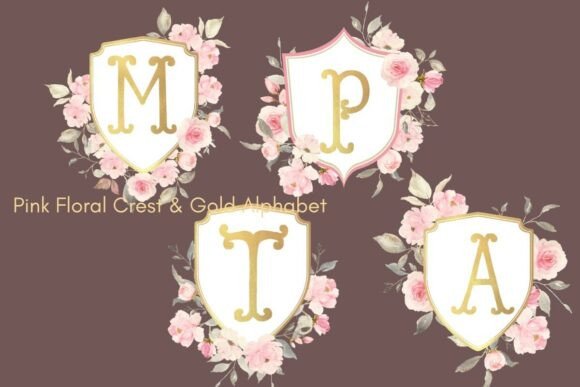 Download Pink Floral Crest Monogram Bundle PNG - Pink Collection
