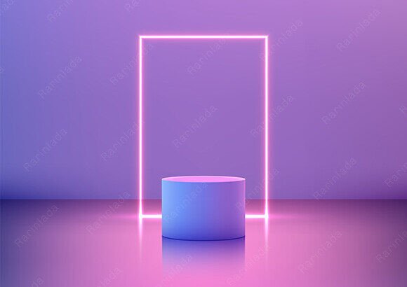 Download Modern 3d Platform Neon Pink Frame - Pink Collection