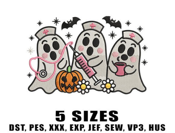 Download Pink Nurse Ghost Embroidery Design - Pink Collection