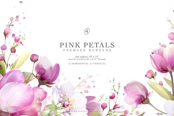Download Watercolor Pink Flowers Premade Frames - Pink Collection