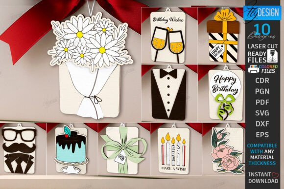 Download Birthday Gift Cards Laser Cut Bundle|CNC - Card Collection