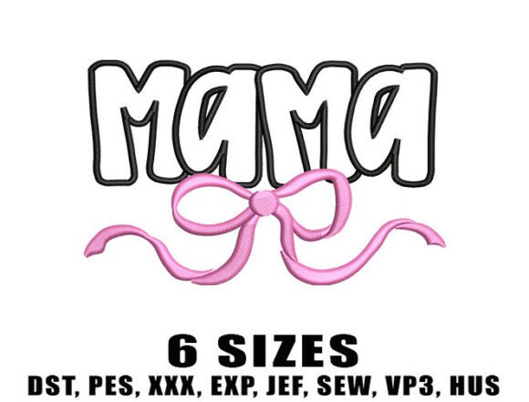 Download Mama Pink Bow Ribbon Embroidery Design - Pink Collection