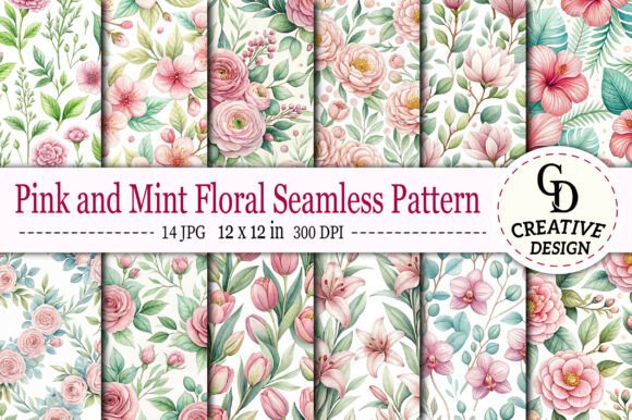 Download Pink and Mint Floral Seamless Pattern - Pink Collection