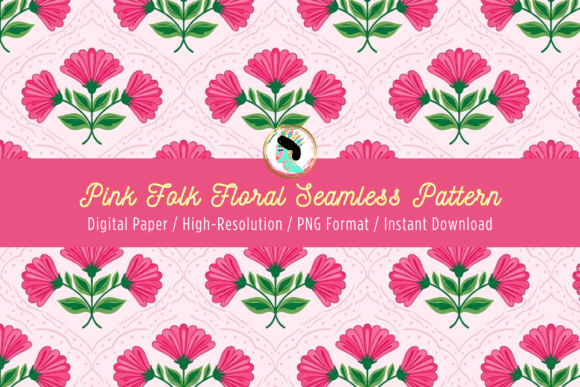 Download Pink Folk Floral Seamless Pattern PNG - Pink Collection