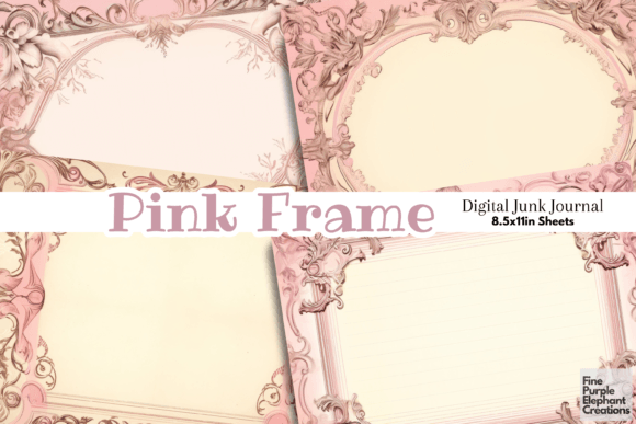 Download Old Pink Frame Paper Junk Journal Pages - Pink Collection