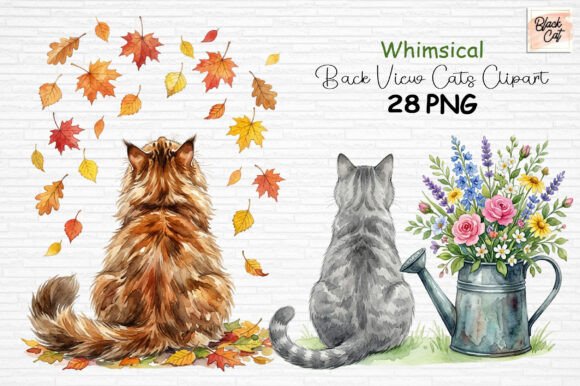 Download Whimsical Back View Cats Clipart PNG - View Collection