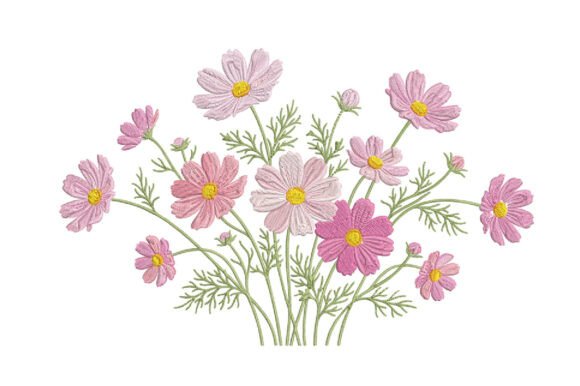 Download Pink Cosmos Flower Embroidery Design - Pink Collection