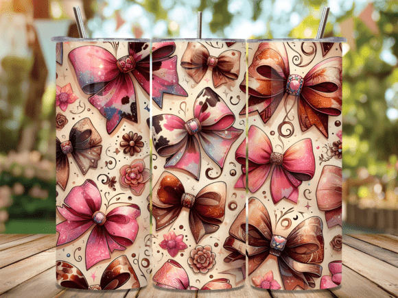 Download Pink Ribbon Bow Pattern Tumbler Wrap - Pink Collection